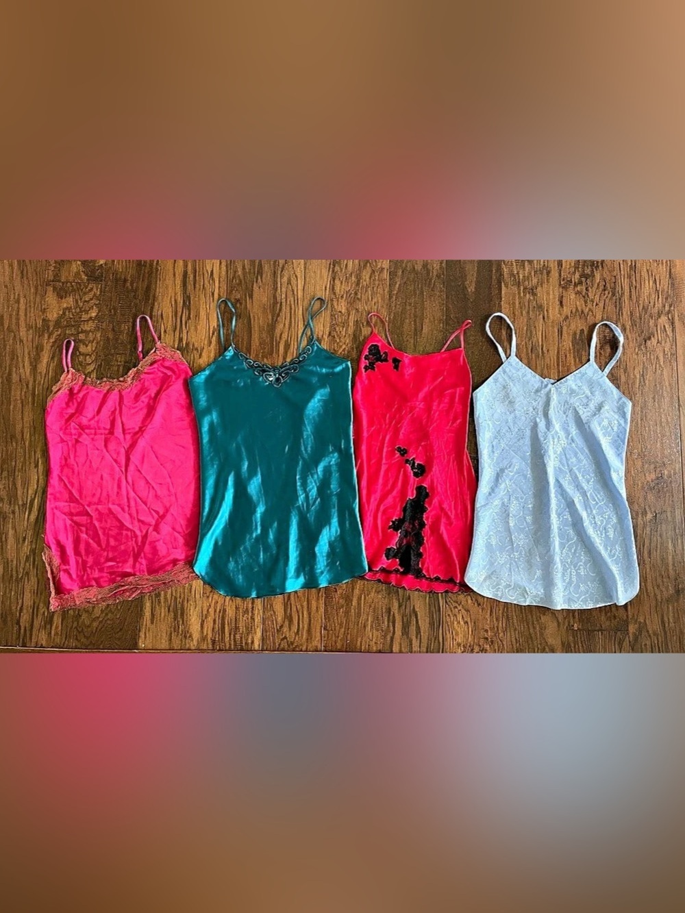 4-Piece Camisole Set Pink, Red, Teal & Blue Medium